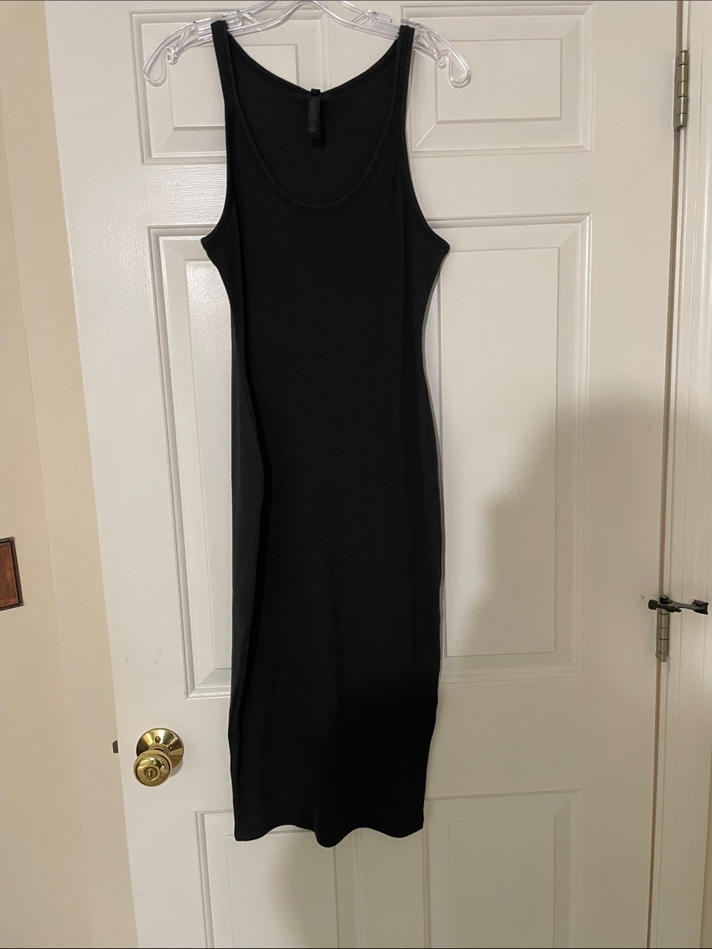 SKIMS Black Ribbed Tank Midi Dress